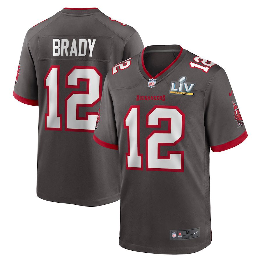 Men Tampa Bay Buccaneers #12 Tom Brady Nike Pewter Super Bowl LV Champions Game NFL Jersey->tampa bay buccaneers->NFL Jersey